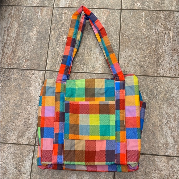 Baggu Madras Small Cloud Carry On Colorful Checkered Tote Bag - Picture 2 of 7